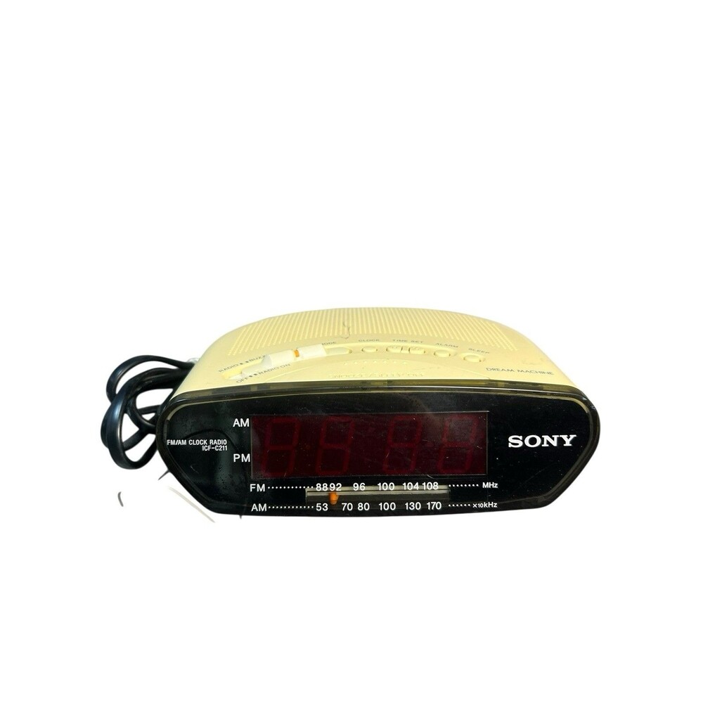 VINTAGE Sony Dream Machine ICF-C211 AM/FM Alarm Clock‎ Radio White Tested Works